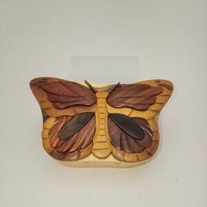Carver Dan’s Wood Puzzle Box Butterfly Trinket Box
